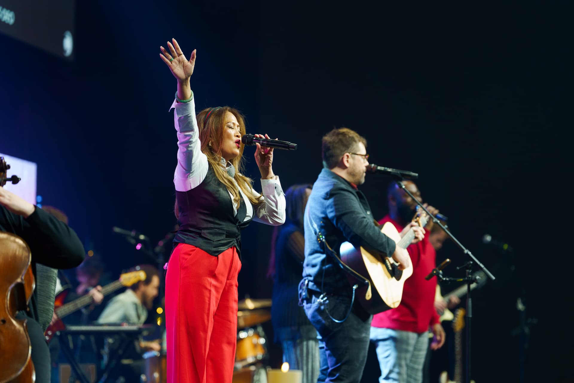 Singers leading Christmas worship